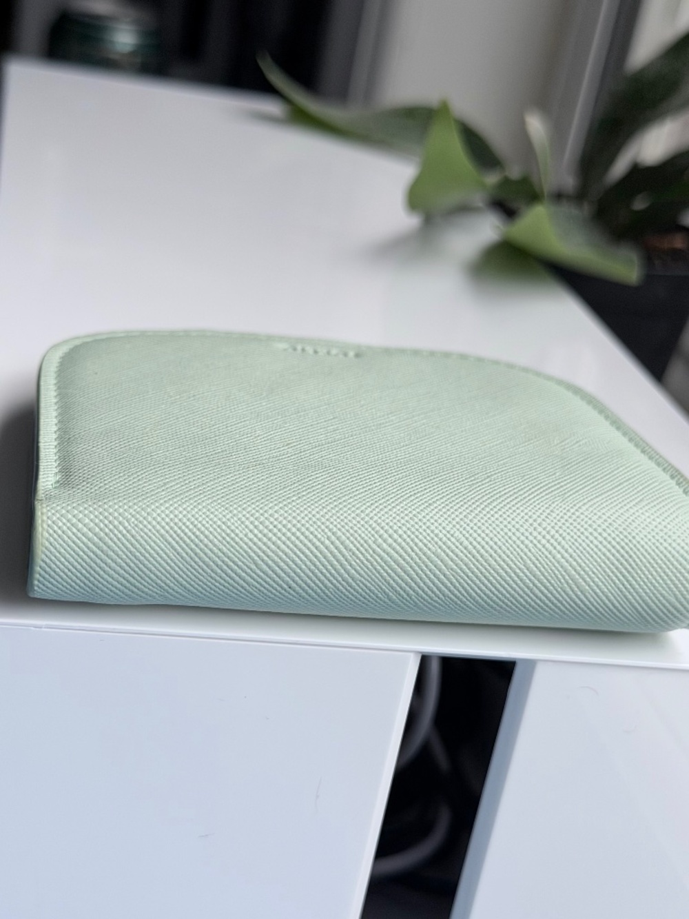 Poketo Vegan Saffiano Leather Dome Wallet In Mint - Picture 7 of 10